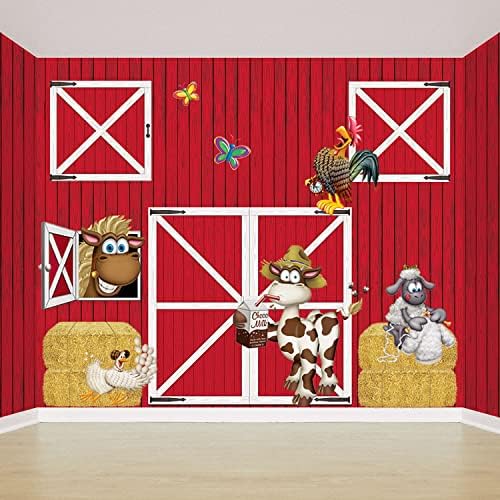 Beistle Red Barn Door Backdrop Props, 6 Pieces - Printed Plastic Animal Farm Party Wall Decorations, Western Birthday - Image 4