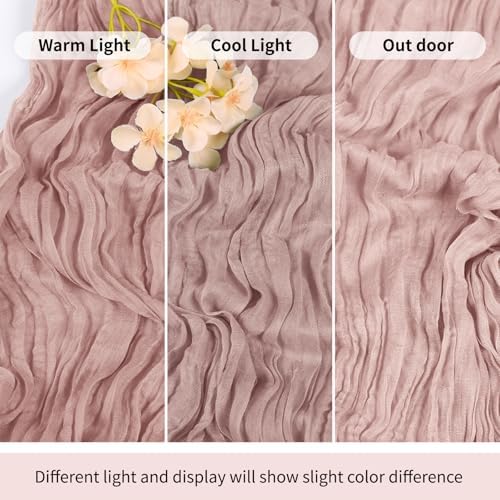3 Pack Dusty Pink Cheesecloth Table Runner 17x108 Inch Semi Sheer Boho Gauze Cheese Cloth Fabric Table Runners Table Decor for Wedding Party Baby Shower Birthday Home Decor Garden Farmhouse - Image 7