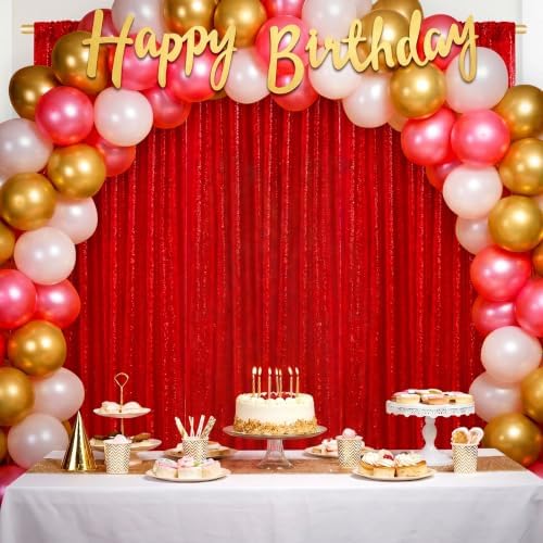 Red Sequin Backdrop Curtains-1 Panel 3FTx8FT Red Backdrop for Wedding, Glitter Party Decorations Background Drapes for Birthday Party Anniversary Graduation Photo Booth Decor - Image 6
