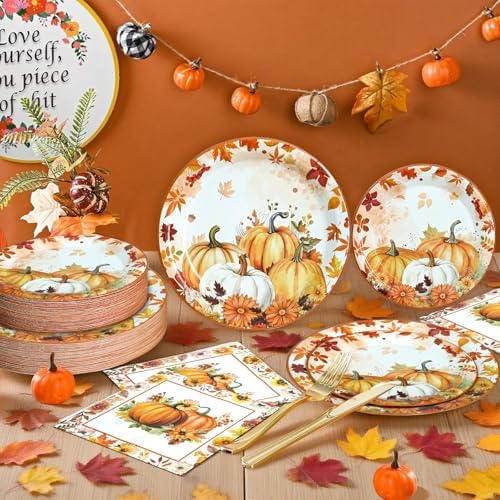 180 Pcs Fall Paper Plates and Napkins Party Supplies,Serve 60 - Image 4