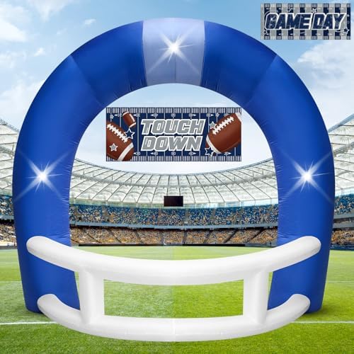 8FT Blue White Inflatable Football Helmet Arch with LED Lights by Eyourlife