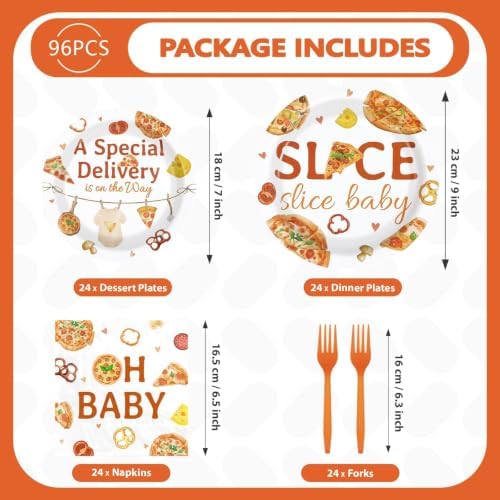 96Pcs Pizza Baby Shower Party Decorations for Boys Girls, Serves 24 - Image 2