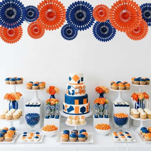 BEISHIDA Honeycomb Round Paper Fans Blue Orange Hanging Party Decoration - Image 6