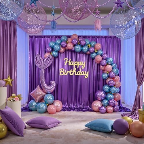 10x10ft Thick Purple Glitter Backdrop Curtain Panels for Parties, Wrinkle Free Sequin Sparking Photo Backdrop Drapes, 2 Panels 5x10ft Shimmer Back Drop Cloth for Wedding Birthday Photography - Image 2