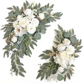 Faux Arch Flower Swag Set of 2 for Wedding Welcome Signs Floral Swag Wedding Reception Ceremony Signs Decor (White) by Piklado