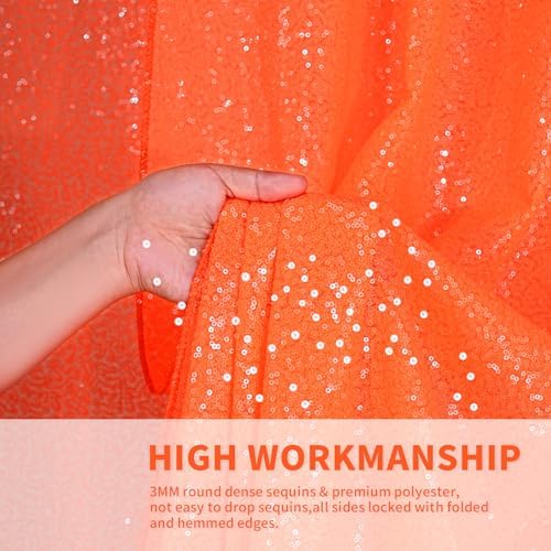 Orange Party Decor Sequin Curtains 4Pcs 2FTx8FT Halloween Photo Backdrop Wedding Glitter Fabric Backdrops Birthday Party Background Christmas Home Decoration - Image 4