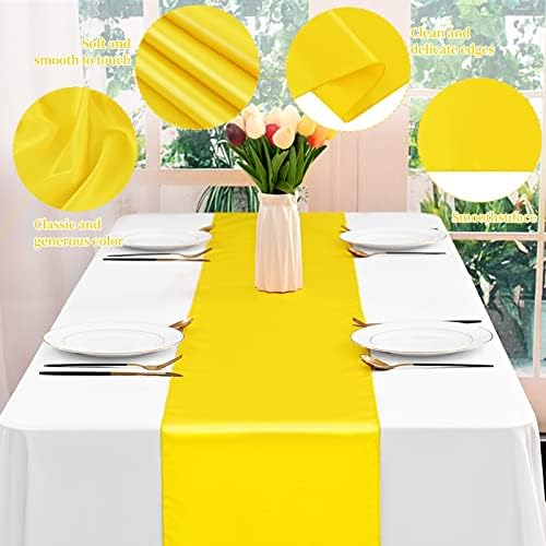 12 Pack Yellow Satin Table Runner 12 x 108 Inch Long Premium Table Runners for Wedding Party Events Decoration, Birthday Parties, Banquets Decorations, Graduations, Engagements - Image 4