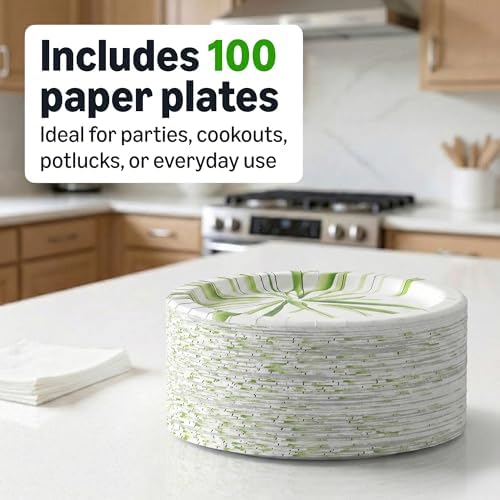 Amazon Basics Everyday Paper Plates, 10 Inch, Disposable, 100 Count, Packaging May Vary - Image 5