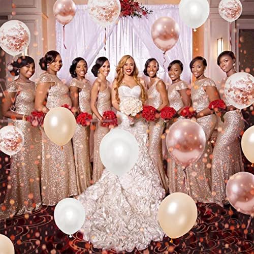 Rose Gold Balloons, 60PCS 12inch Rose Gold White Champagne Latex Balloon Confetti Balloons with Ribbon for Wedding, Baby Shower, Birthday, Engagement, Bridal Shower, Princess Party - Image 4