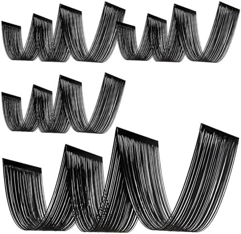 Breling 4 Pcs Black Ceiling Fringe Curtains, Metallic Foil Drapes, 15 ft by Breling