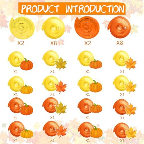 36pcs Thanksgiving Fall Pumpkin Maple Leaf Hanging Swirls Decorations,Autumn Fall Thanksgiving Hanging Swirls Streamers Ceiling Swirl for Fall Home Classroom Harvest Party Decorations - Image 3