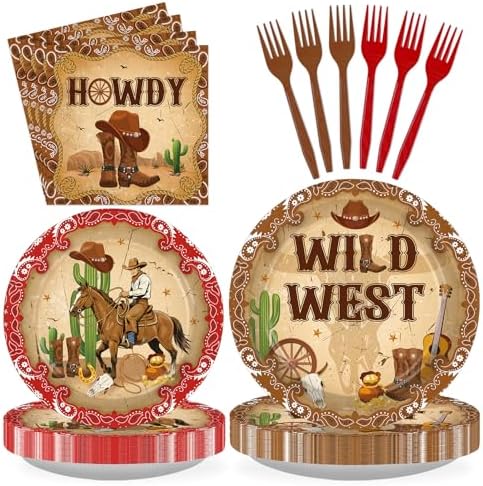 96Pcs Wild West Cowboy Party Decorations, Serves 24 by Greencian