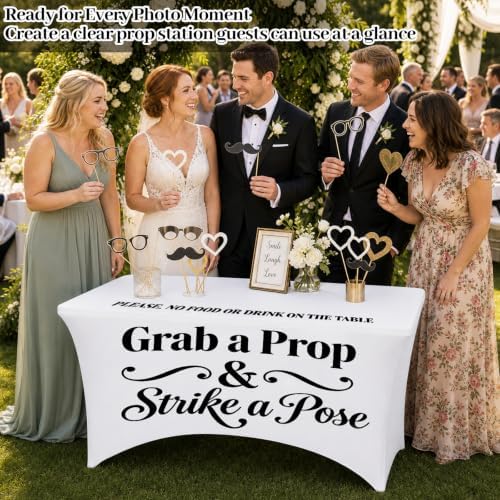 4ft Photo Booth Tablecloth White Stretch Spandex Table Cover - Image 5