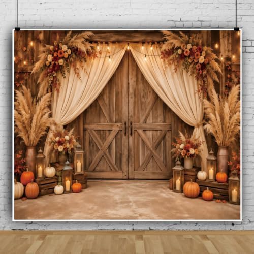 12x10ft Fall Photo Backdrop Barn Door Thanksgiving Backdrop for Photography by Lexfvpoo