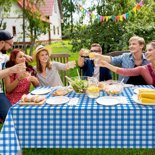 12 Pack Blue and White Plastic Checkered Tablecloth, Premium Decorative Disposable Blue Gingham Plaid Table Cloths for Parties, Rectangle Party Table Cover for Picnic Farm Birthday Wedding, 54x108Inch - Image 5