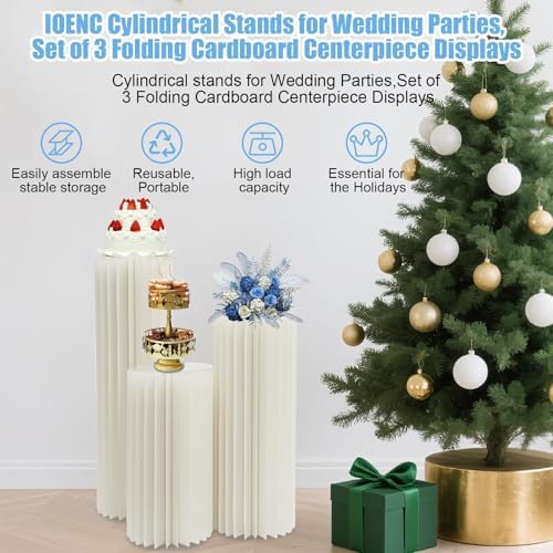 Cylinder Stands for Party 3Pcs Foldable Cardboard Centerpiece Display - Image 2