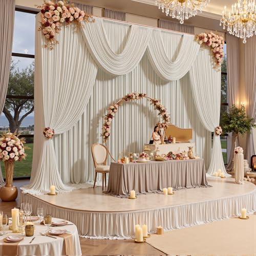 20ft x 15ft Beige Backdrop Curtains for Wedding Parties, 4 Panels Extra Long Wrinkle Free Fabric Drapes Photo Backdrop for Baby Shower Birthday Stage Reception Lobby Decoration - Image 5