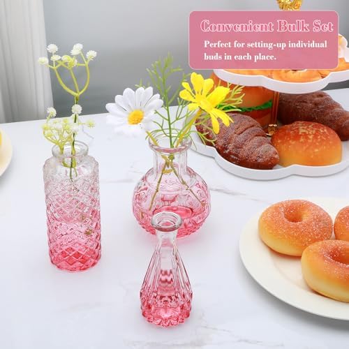 Pink Small Flower Vase Set, Glass Bud Vase in Bulk Set of 8 - Image 4