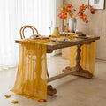 6Pcs Fall Golden Cheesecloth Table Runner 120 Inch Party Home Decor by KEKETOARRANGE