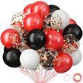 62Pcs Red and Black Balloons Kit - 12 Inches Red Black Party Decoration Balloons for Graduation Casino Theme Birthday Graduation Party Decorations Supplies by OuMuaMua