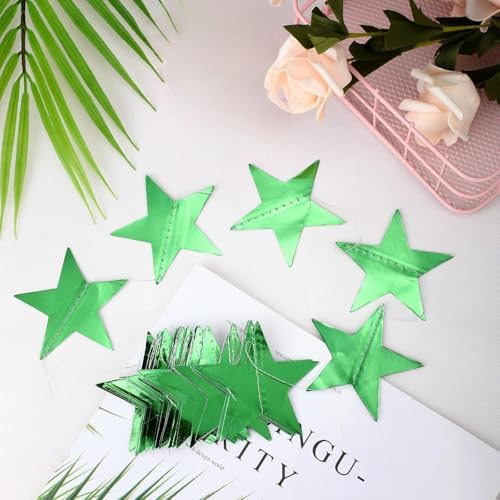 Patelai Glitter Star Garland Banner 2026 Graduation Decor 130 Feet Star Hanging Banner Twinkle Backdrop for Party Birthday Classroom Wedding Supplies(Green) - Image 6