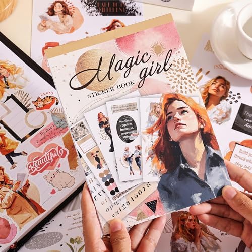 Magic Girl Decal Stickers Book For Planners, Calendars, Journals, Vision Boards, Projects, Laptop & Water Bottles – Premium Quality, Hand Drawn, Waterproof – Scrapbook Accessories For Women - 24 Pages by VYRANA