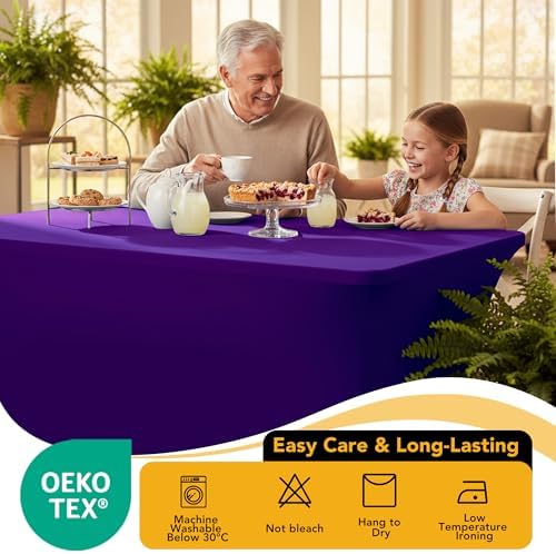 8-Pack Premium Purple Spandex Tablecloths for 6ft Rectangle Tables - Image 7