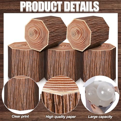 Fullhawl 12 Pcs 3D Tree Stump Boxes, Vbs Fake Wood Centerpieces - Image 4