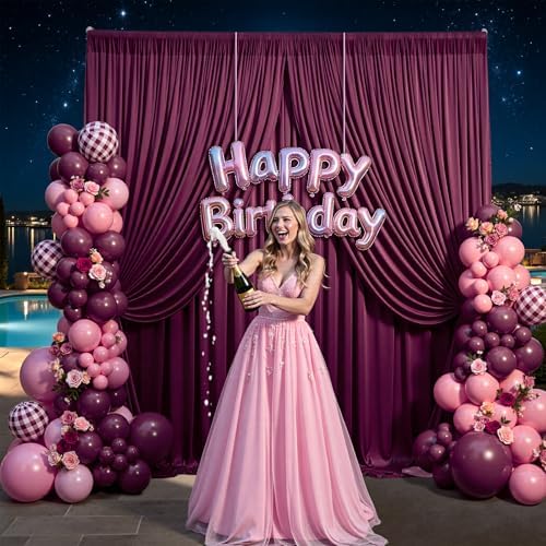 50x12 ft Burgundy Backdrop Curtains for Weddings, Birthdays and Photos - Image 6
