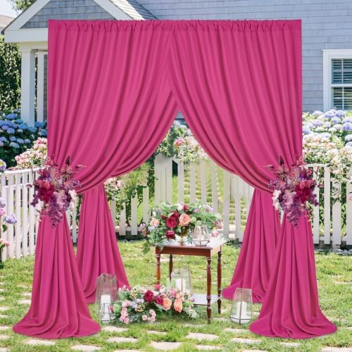 Hot Pink Backdrop Curtains 10ftx10ft Birthday Polyester Photo Drapes - Image 2