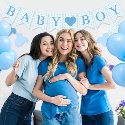 Hahafelt Baby Boy Bodysuit Banner for Baby Shower Decorations, Blue - Image 7