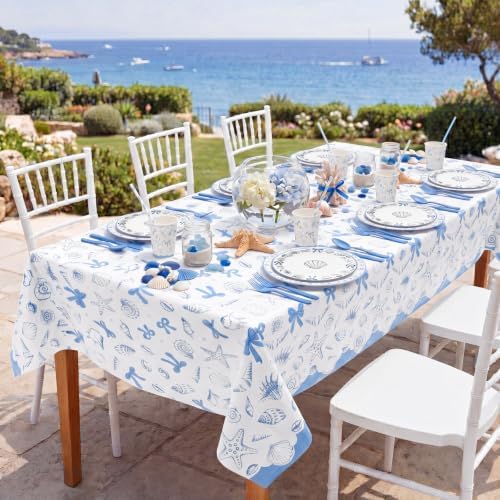 Vesici 452 Pcs Blue Bow Seashell Coastal Beach Party Supplies for 50 Guests - Image 2