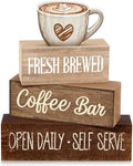 Moucuny 4 Pcs Farmhouse Coffee Bar Signs Decor Wooden Cafe Cup Signs by Moucuny
