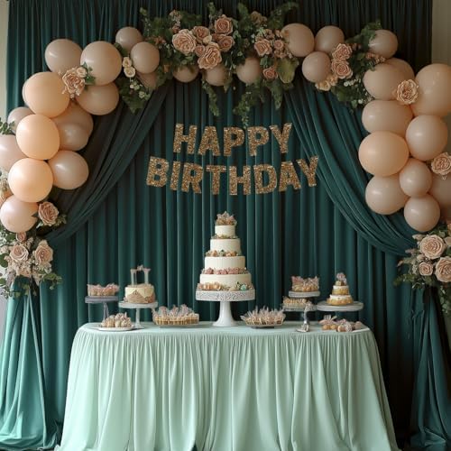 Dark Green Backdrop Curtains for Wedding Parties, 10x7FT Wrinkle Free Photo Backdrop Curtains for Wedding Birthday Party Baby Shower, Fabric Drape with Rod Pockets 5ft x 7ft, 2 Panels - Image 2