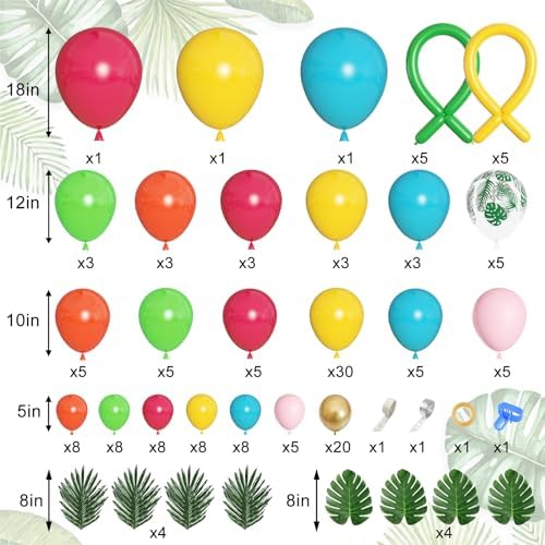 Amandir 165Pcs Tropical Hawaiian Luau Balloon Arch Garland Kit - Image 2