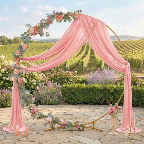 Pack of 2 Wedding Arch Drape Panel Fabric 30" x 75ft - Dusty Rose - Image 3