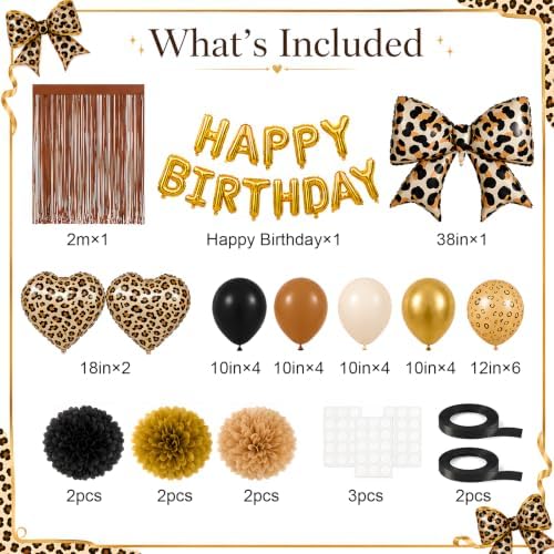 Cheetah Print Birthday Decorations for Women, Bow Birthday Leopard Balloons - Image 2