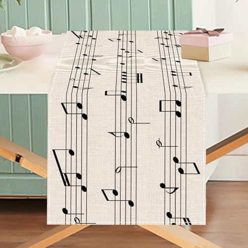 Vintage Music Sheets Dining Table Runner, Retro Musical Notes Staff - Image 5