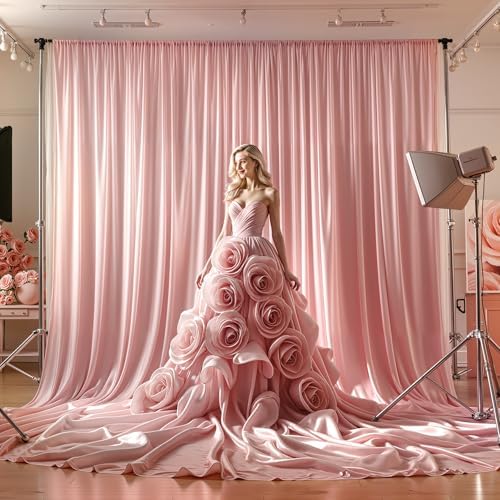 24x10FT Dusty Rose Backdrop Curtains for Wedding Parties, Wrinkle Free Polyester Photography Backdrop Drapes for Baby Shower Birthday Parties Stage Background Stand Decorations 4x10ft,6 Panels - Image 3