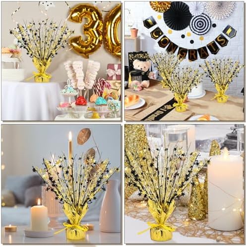 Crowye 18 Pcs Black Gold Foil Spray Centerpiece Table Decoration for Party - Image 5