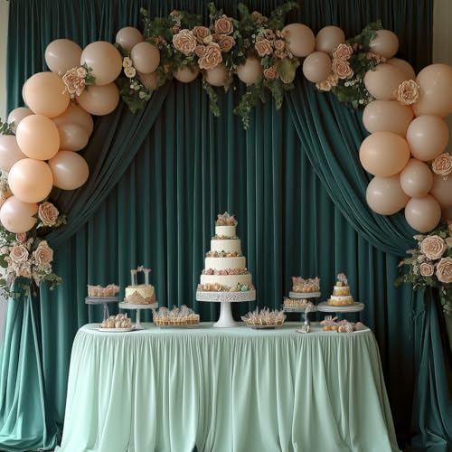 10x10FT Dark Green Backdrop Curtains for Wedding Parties, Wrinkle Free Photo Backdrop Curtains for Wedding Birthday Party Baby Shower, Fabric Drape with Rod Pockets 5ft x 10ft, 2 Panels - Image 7