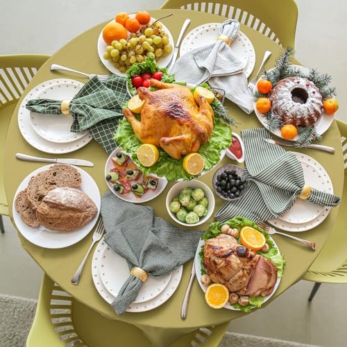 16 Pack Gold Plastic Tablecloth for Round Tables, Premium Decorative Gold Disposable Table Cloths for Parties, Bulk Round Party Table Cover for Birthday Wedding Anniversary Graduation, 84 Inch - Image 4