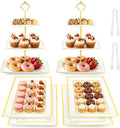 8 Pcs Dessert Display Set, 2 3-Tier Cupcake Stands, 4 Trays & 2 Tongs by Lzerking