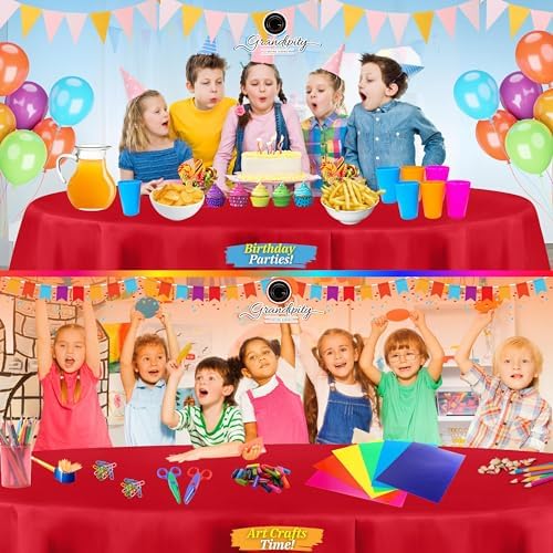 Grandipity Plastic Table Cloth Disposable 12 Pack 84" Round Red - Image 4