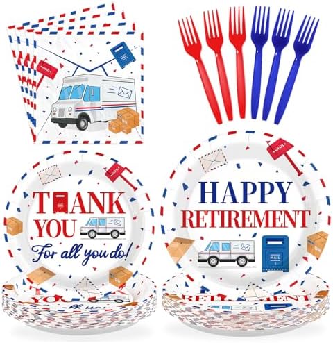 96 Pcs Mailman Retirement Party Decorations for Men, Serves 24 by Greencian
