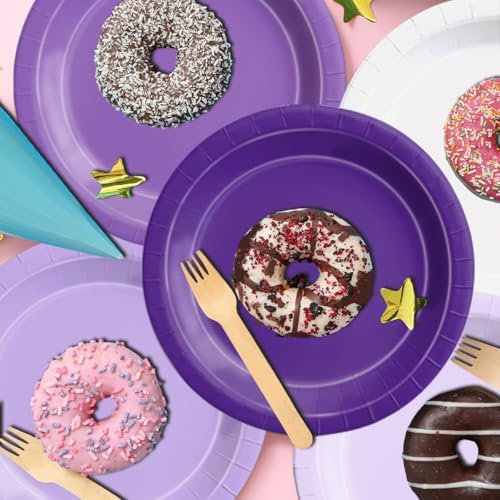 CMUSKO Lavender Party Supplies-150Pcs Purple Plates and Napkins Kit Serves 50,Gradient Light Purple Tableware for Birthday,Baby Shower,Wedding - Image 2