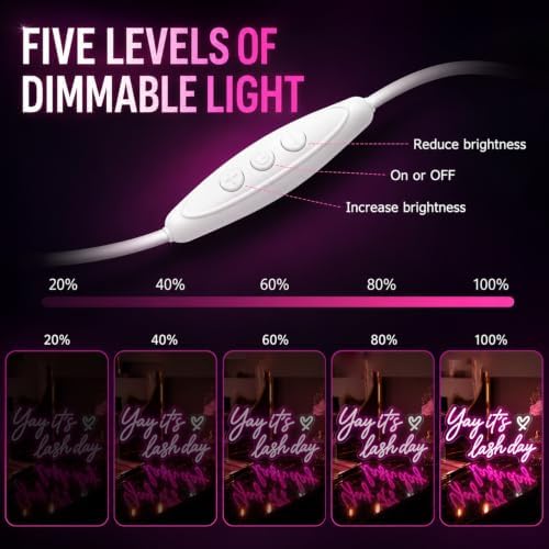 Yay It's Lash Day Neon Sign, Pink LED Lash Neon Light for Lash Room Decor - Image 4