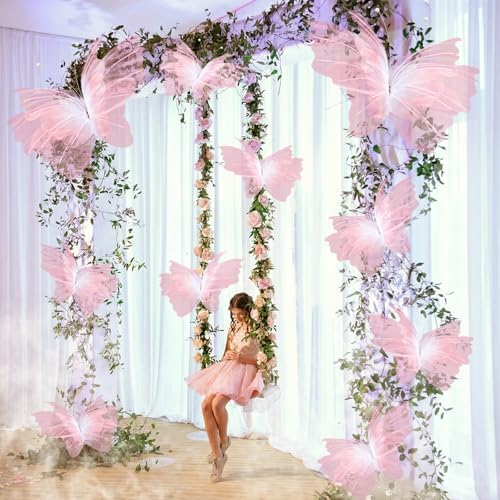 10 Pcs 24'' 20'' 12'' Large Gradient Pink Pearl Butterfly Decoration 3 Size - Image 3