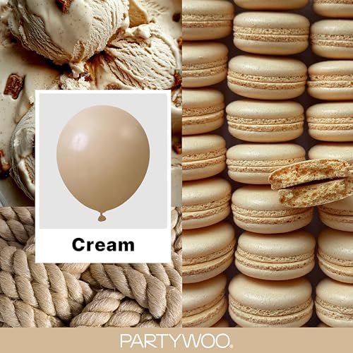 PartyWoo Cream Balloons 140pcs Beige Ivory Nude Neutral Boho Color - Image 2