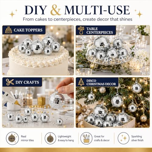 Youdepot Mini Silver Disco Balls, 54PCS Disco Ball Pack - Image 6